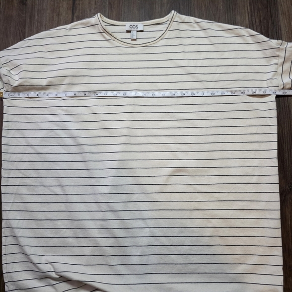 COS Oversized Striped Tunic Sweater Dress Beige Black Cotton Linen Blend Size S - Picture 7 of 12